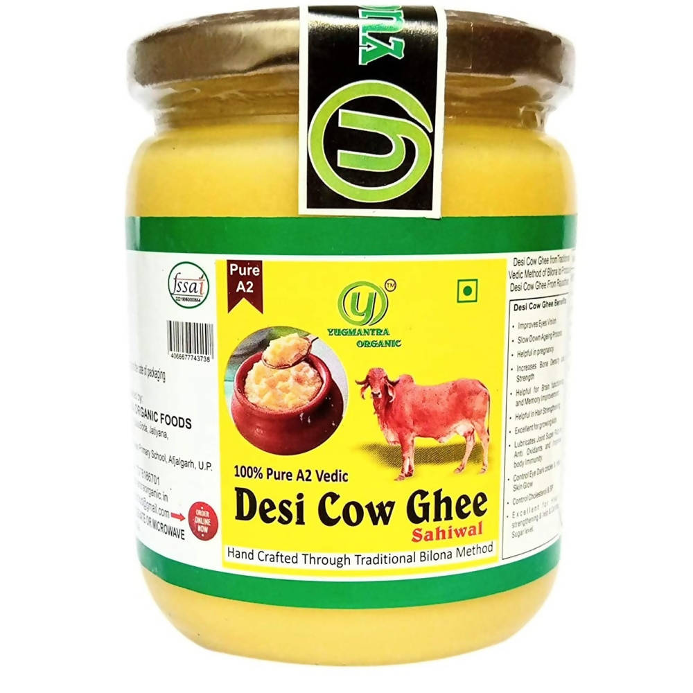 Image 1 of 500 ml / Pack of 1 for the product Yugmantra Organic Foods Pure A2 Natural Desi Cow Ghee Sahiwal | Handmade Desi Ghee | Grassfed, Golden, Grainy, Natural Fresh