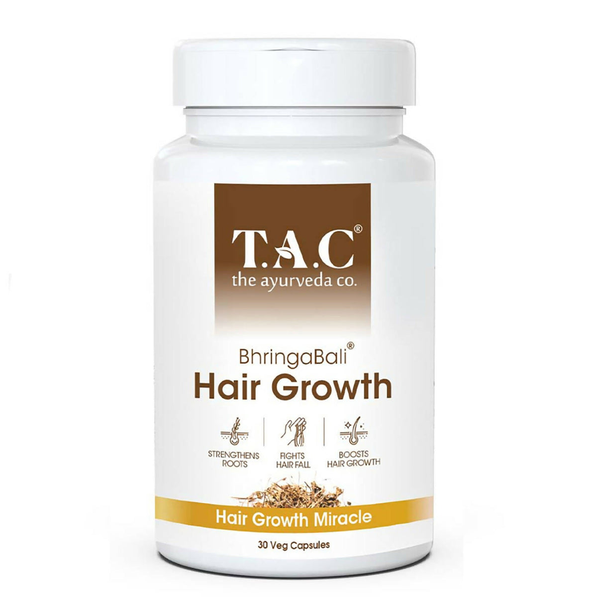 Image 1 of 30 caps for the product TAC - The Ayurveda Co. BhringaBali Hair Growth Veg Capsules