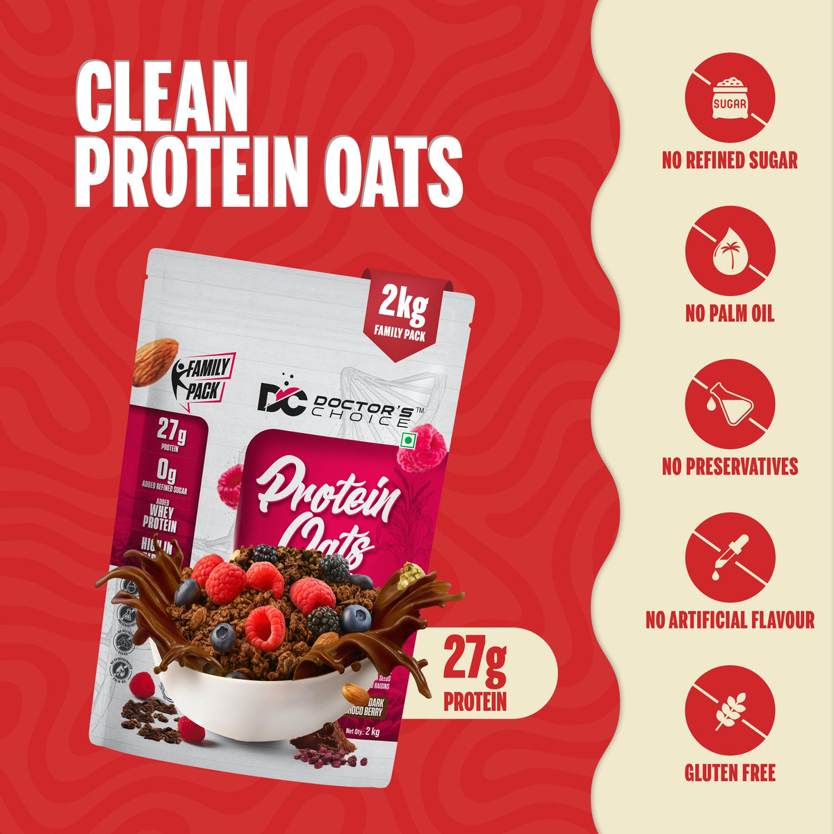 Image 2 of Doctor's Choice Protein Oats Dark Choco Berry 2Kg
