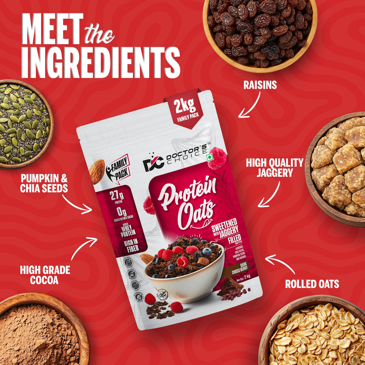 Image 5 of Doctor's Choice Protein Oats Dark Choco Berry 2Kg