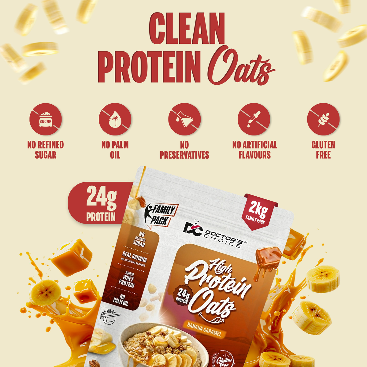 Image 2 of Doctor's Choice Protein Oats (Banana Caramel) 2 KG