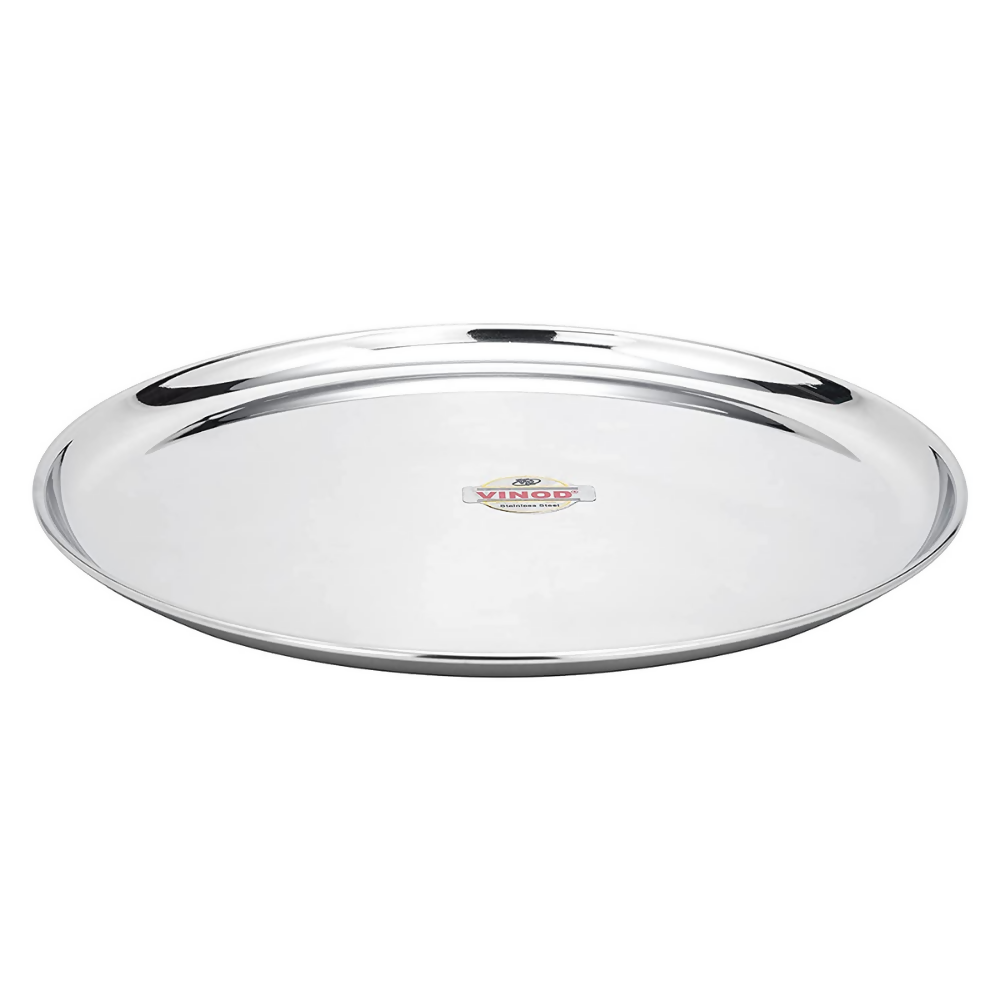Image 3 of Vinod Mirror Finished Bangla Bogi Steel Dinner Plate - Pack of 6