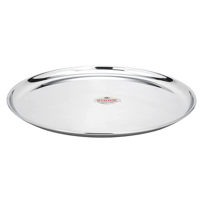 Image 3 of Vinod Mirror Finished Bangla Bogi Steel Dinner Plate - Pack of 6