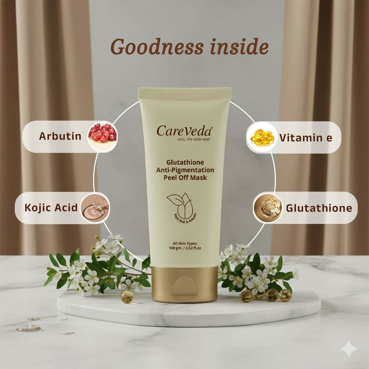 Image 5 of CareVeda Glutathione Anti-Pigmentation Peel off Mask Enriched with Kojic Acid & Arbutin