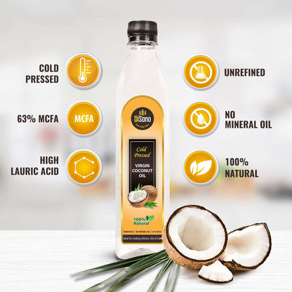 Image 3 of Disano Cold Pressed Virgin Coconut Oil Bottle, 1L