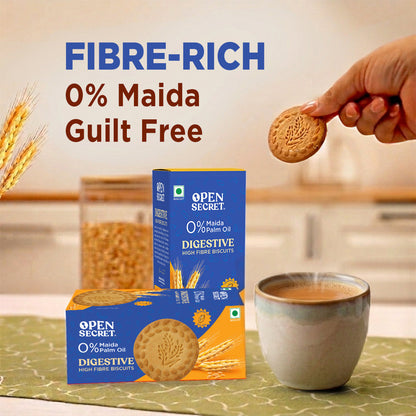 Image 2 of Open Secret Healthy Digestive Biscuit - 0% Maida, 0% Palm Oil, High Fibre - Goodness of Atta | Guilt Free