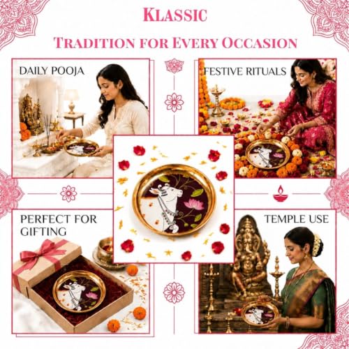 Image 5 of Klassic 6 Inch Brass Pooja Thali, (Pack Of 1, Golden)