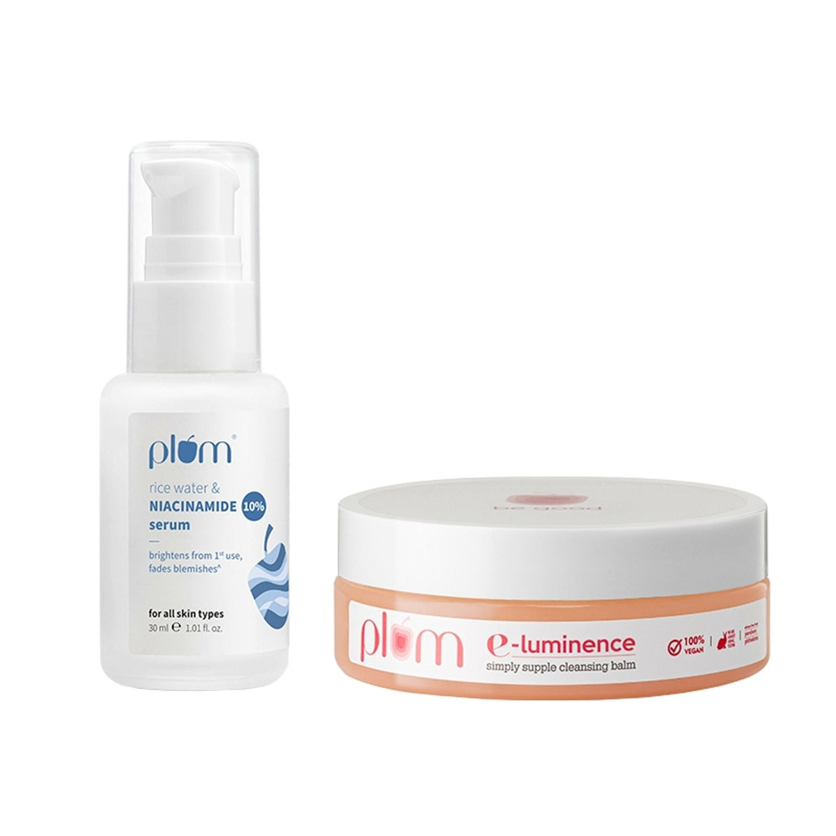 Image 1 of combo / Pack of 1 for the product Plum E-Luminence Cleansing Balm and 10% Niacinamide Brightening Face Serum with Rice Water