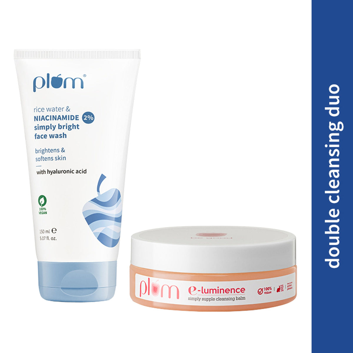 Image 1 of combo / Pack of 1 for the product Plum E-Luminence Cleansing Balm and 2% Niacinamide and Rice Water Face Wash