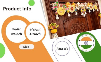 Image 4 of Divyakosh Handcrafted Designer Toran for Main Door | Premium Ganesh Shubh-Labh Elephant Door Hanging | Festive Diwali Pooja Home Deﾌ…or Bandhanwar - 40 Inch