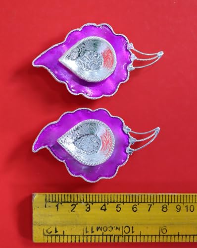 Image 2 of Dista Silvers Pure Silver Fancy Diya Leaf Pattern Purple 30.16g