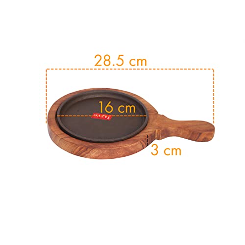Image 4 of HAZEL Sizzling Brownie Sizzler Plate with Wooden Racket 7 inch Round