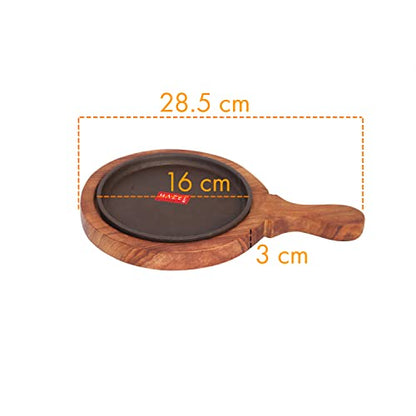 Image 4 of HAZEL Sizzling Brownie Sizzler Plate with Wooden Racket 7 inch Round