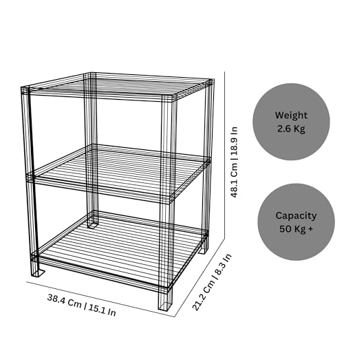 Image 3 of Spillbox 3 Tier Spice Rack for Kitchen Space Saving Countertop Storage Racks Cosmetics Organizer Kitchen Shelf Bathroom Organizer Stand Multipurpose Tiered Shelves