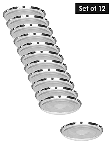 Image 6 of neelam Stainless Steel 9, 18 Gauge Diamond J.K Khumcha Thali, 20.5 cm, Set of 12