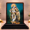 Image 1 of Default Title for the product Radha Krishna Small Wooden Idol 4x5 Inch Vibrant Devotion HD Printed Home Decor