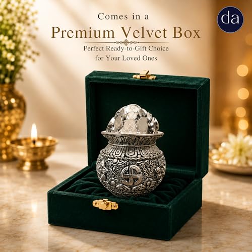 Image 6 of Dev Aastha 999 Silver Plated Pooja Kalash Khazana - 4.5 Inch