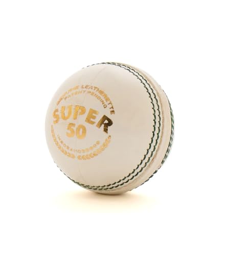 Image 6 of SG Super 50 Cricket Ball, Alum Tanned Leather, 200mm, White