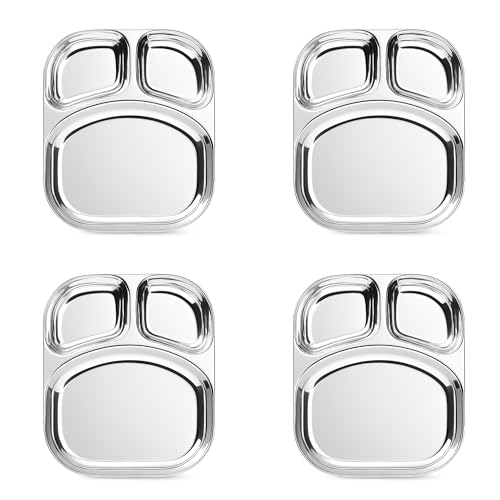 Image 13 of Medioum-4 for the product Spillbox Stainless Steel Dinner Plate with 3 Compartments