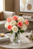 Image 1 of Default Title for the product Divyakosh Artificial Flowers for Vase (10 Peonies), Artificial Flowers Bunch (Vase Not Included), Luxury Floral Centerpiece for Living Room Dining Table Office Decor