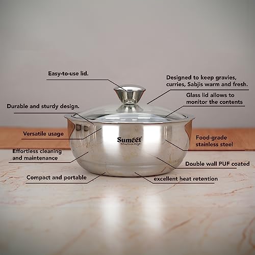 Image 10 of Sumeet Stainless Steel Casserole with Glass Lid