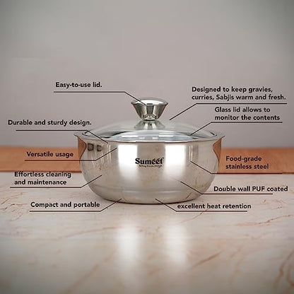 Image 10 of Sumeet Stainless Steel Casserole with Glass Lid