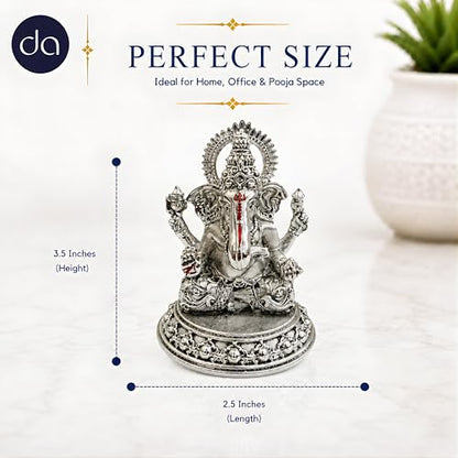 Image 2 of Dev Aastha Silver Plated Four-Armed Ganesh Idol - 3.25 Inch