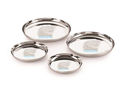 Image 1 of Default Title for the product neelam Stainless Steel 13, 18 Gauge Lazer Etching J.K Khumcha Thali, 30 cm, Set of 12