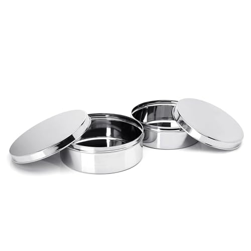 Image 4 of KC Stainless Steel Flat Canisters Set Of 2 Pcs (Capacity 1.2Ltr & 1.5Ltr)