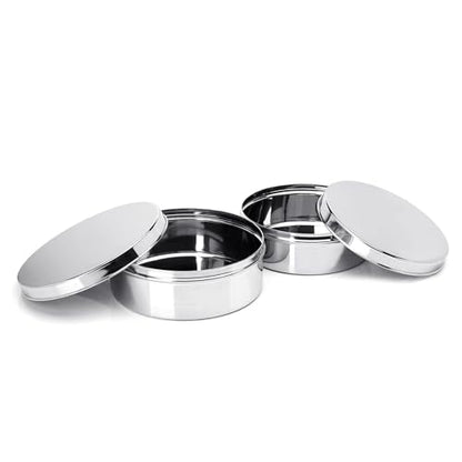 Image 4 of KC Stainless Steel Flat Canisters Set Of 2 Pcs (Capacity 1.2Ltr & 1.5Ltr)