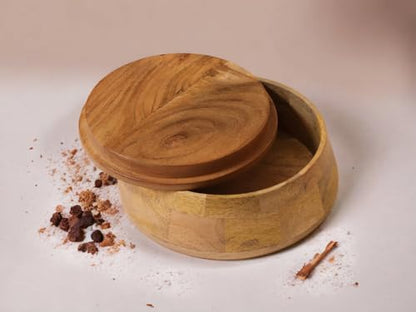 Image 4 of Vesta Homes Wooden Casserole with Lid for Roti, Hot, Masala Box | 23 x 23 × 9 cm
