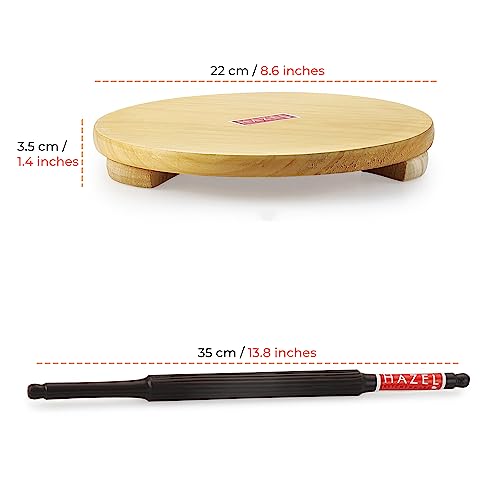 Image 4 of HAZEL Wood Polpat Chakla Roti Chapati Maker 21 cm with Sheesham Roti Roller Belan Rolling Pin 35 cm