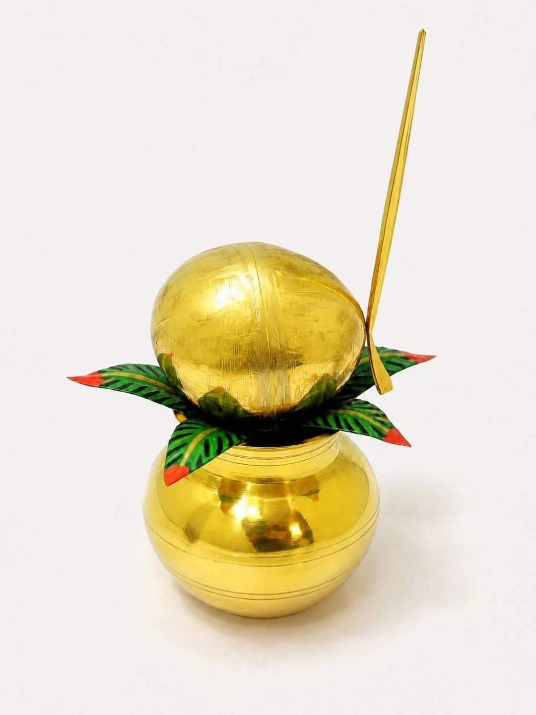 Image 2 of HATEKHORI 3 Pieces Brass Mangal Kalash Set
