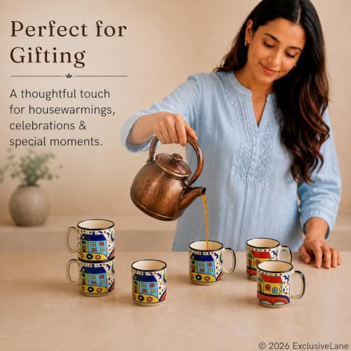 Image 5 of ExclusiveLane The Hut Hangouts Ceramic Tea Cups Set of 6 (220 ml)
