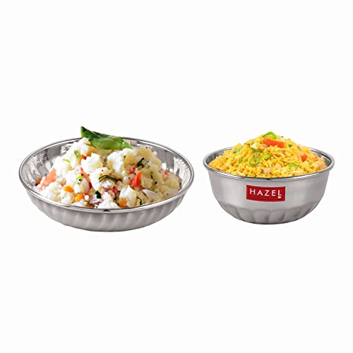 Image 6 of HAZEL Stainless Steel Dessert Bowl Set (Plate & Bowl), 6pcs Bowl - 300 ml Each, 6pcs Plate - 310 ml Each, Set of 12