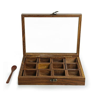 Image 5 of ExclusiveLane Twelve Blends Sheesham Wooden Spice Box for Kitchen 12 Detachable Containers 45 gram Each