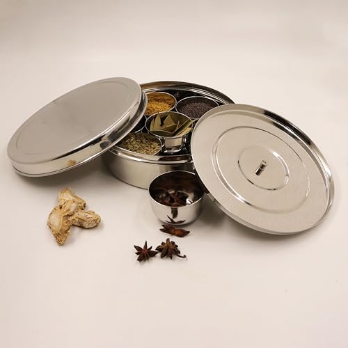 Image 4 of Spillbox Handcrafted Stainless Steel Spice Box Set for Kitchen