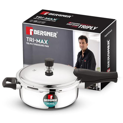 Image 1 of 3 Litres for the product BERGNER Trimax Triply Stainless Steel Pressure Pan 3 Liters
