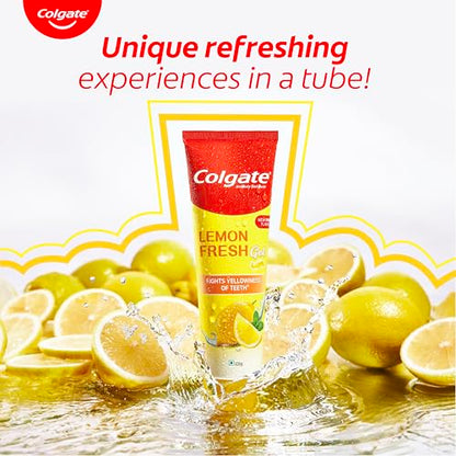 Image 6 of Colgate Lemon Fresh Gel Toothpaste, Fights Yellowness of Teeth, Freshens Breath 120gm/4.3 Oz (240g (120g x 2))
