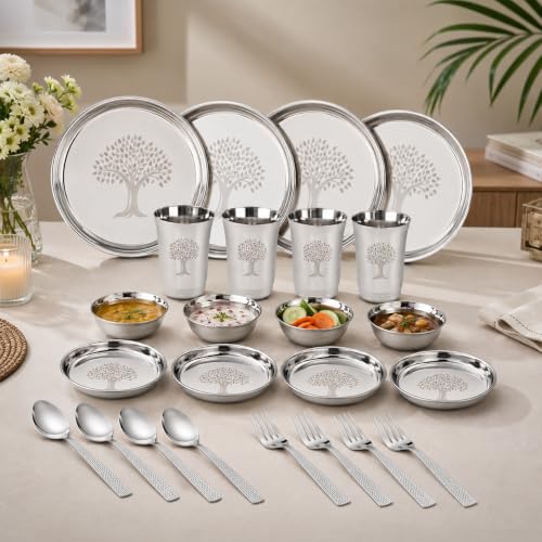 Image 6 of LiMETRO STEEL Stainless Steel Dinner Set for 4, 24-Piece