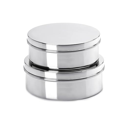 Image 3 of KC Stainless Steel Flat Canisters Set Of 2 Pcs (Capacity 1.2Ltr & 1.5Ltr)