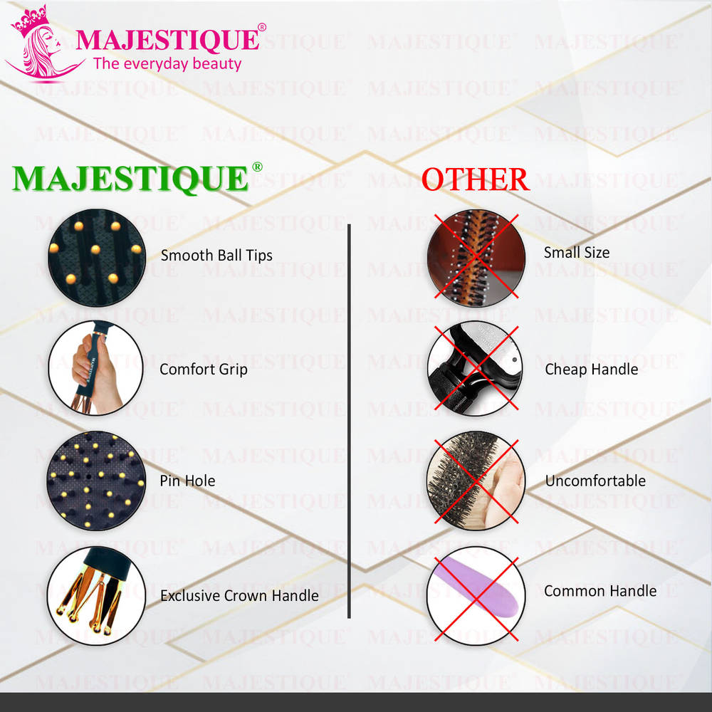 Image 5 of Majestique Crown Series Paddle Brush with A Large Cushion HR152, Smoothing Detangling