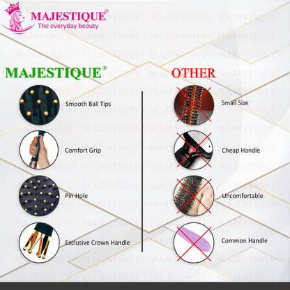 Image 5 of Majestique Crown Series Paddle Brush with A Large Cushion HR152, Smoothing Detangling