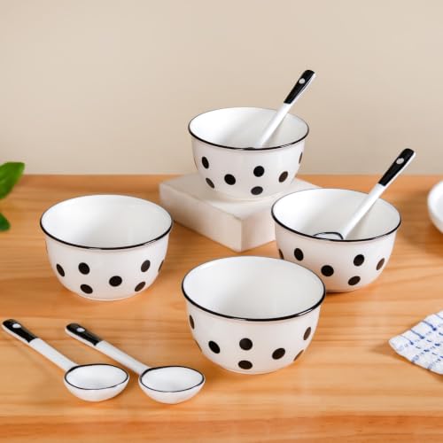 Image 6 of Nestasia Ceramic Soup Bowl with Spoon Set of 4 (400ml Each)