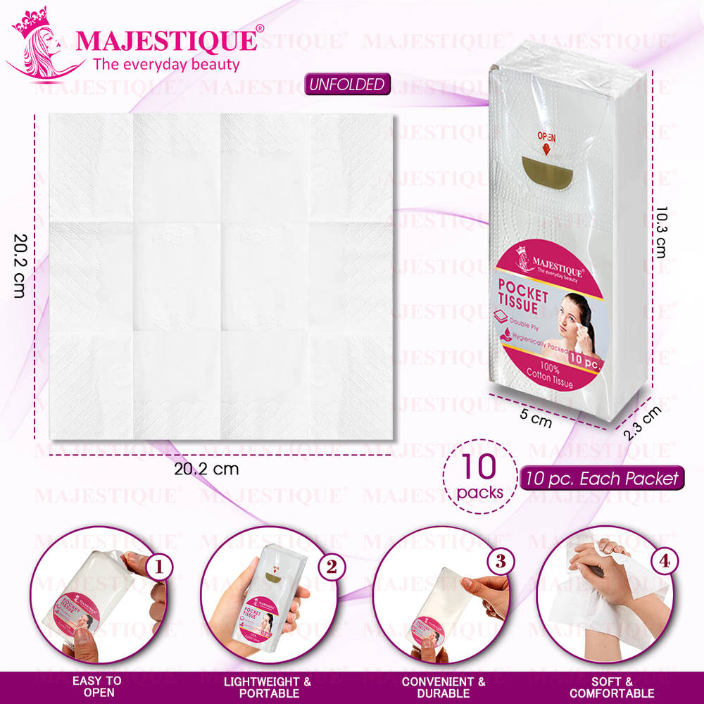Image 2 of Majestique Mini Facial Pocket Tissues - Pack of 10