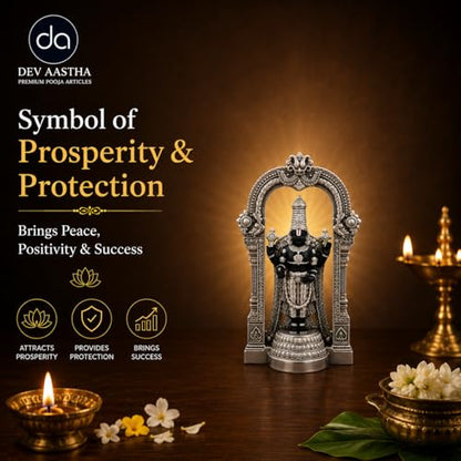 Image 3 of Dev Aastha Silver Plated Tirupati Balaji Idol 4.7 Inch