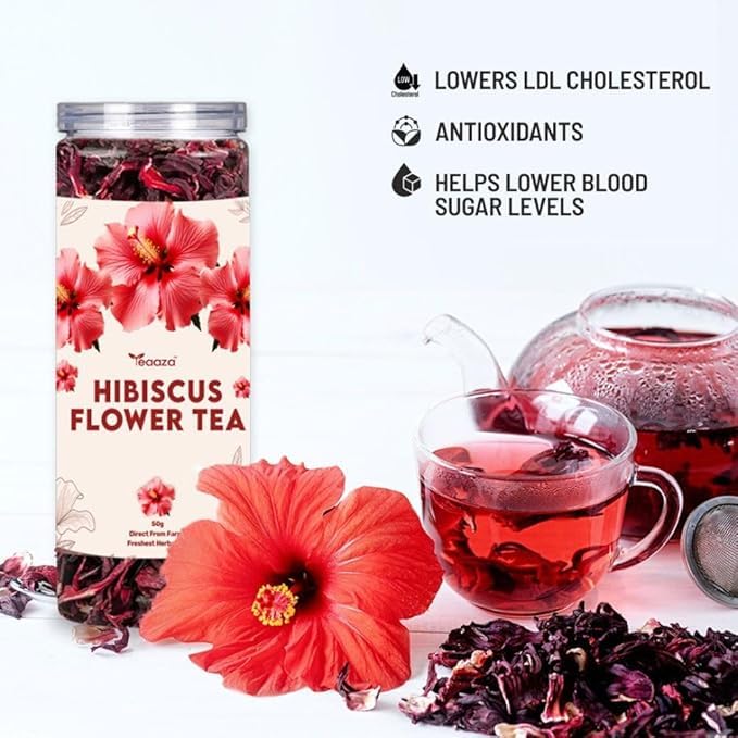 Image 2 of Teaaza Organic Hibiscus Flower Tea 50 Grams (Pack Of 2)