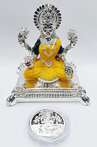 Image 6 of Gold Art India Pata Laxmi Silver Plated Terracotta Idol (3.5" Inch)