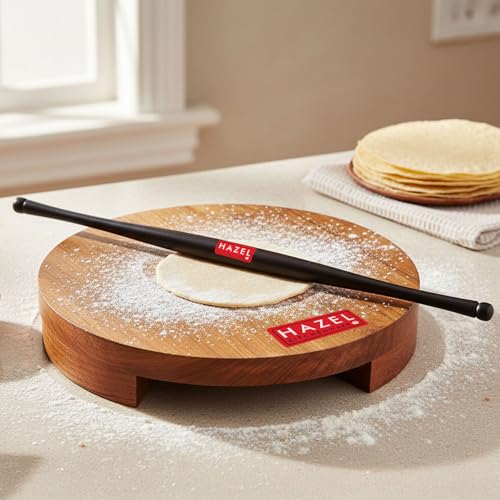 Image 1 of Default Title for the product HAZEL Sagwan Polpat Chakla Roti Chapati Maker 23 cm with Sheesham Roti Roller Belan Rolling Pin 42 cm