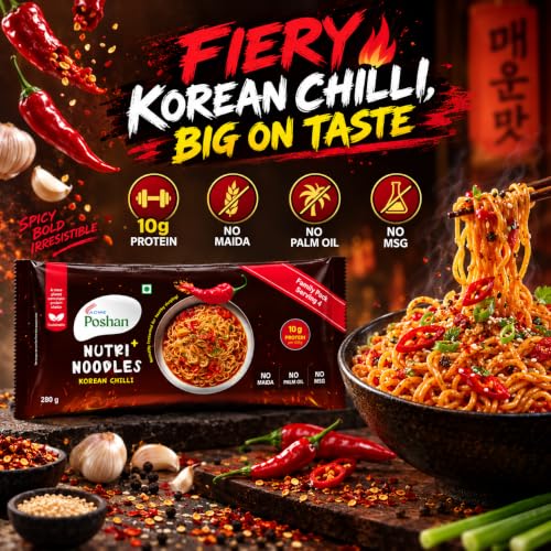 Image 3 of Acme Poshan Noodle Mania Korean Chilli Instant Noodles Pack of 4 x 70g